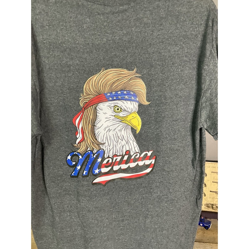 Men's‎ Gildan Custom Printed Merica Eagle Mullet T Shirt Size L